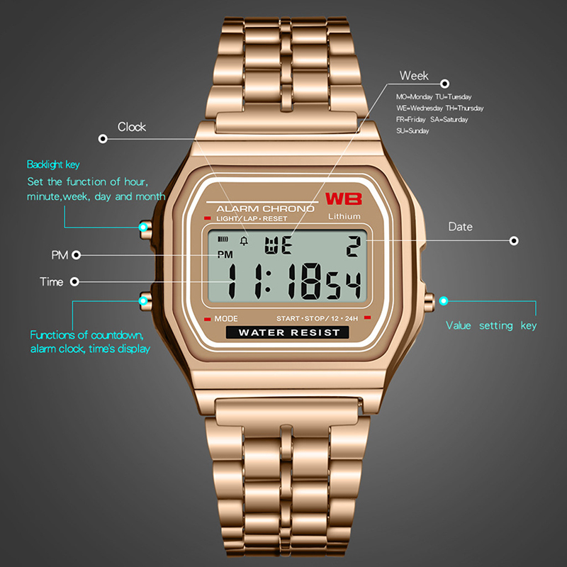 LED Stainless Steel Band Watch - Women Accessories Display ulasan dan harga