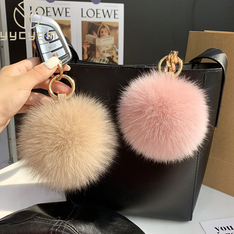 2024 Fluffy Real Fox Fur Ball  - Women'S Emo Accessories ulasan dan harga