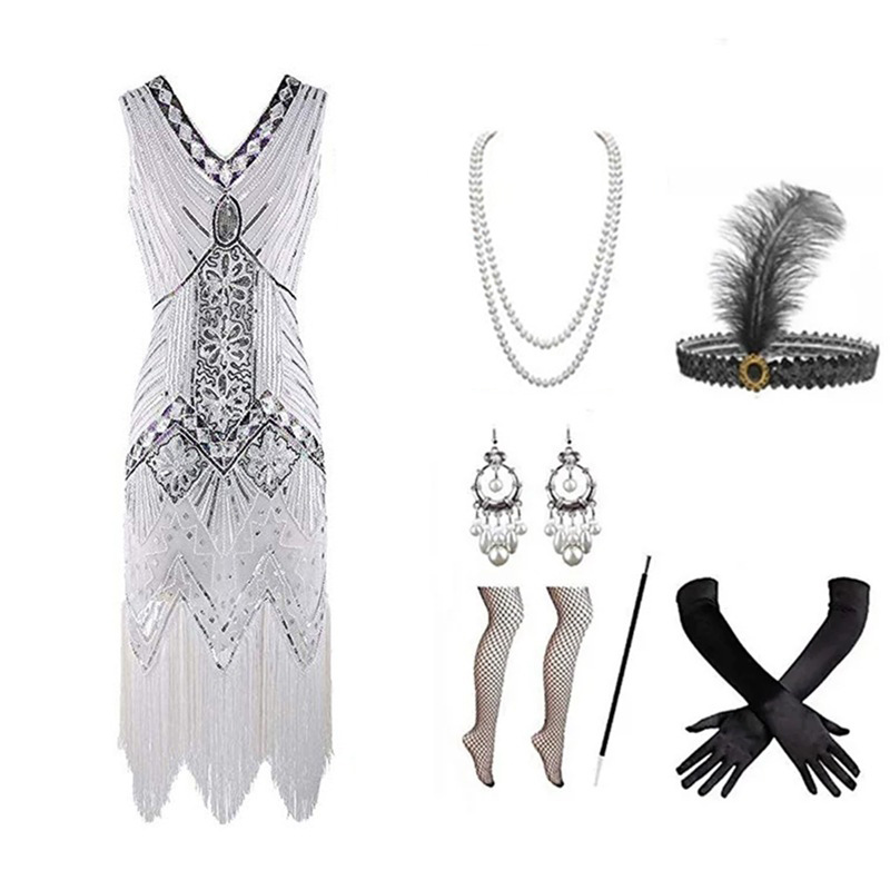 Women 1920s Flapper Dress Set  - Women Accessories Products ulasan dan harga