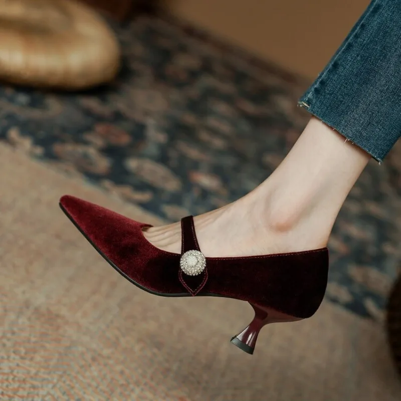 Wine Red Pointed Toe Mary Jane - Women'S Shoes And Accessories ulasan dan harga