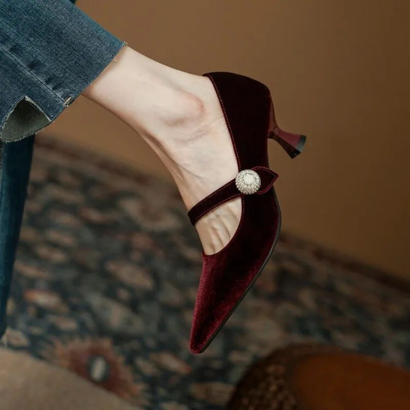 Wine Red Pointed Toe Mary Jane - Women'S Shoes And Accessories ulasan dan harga