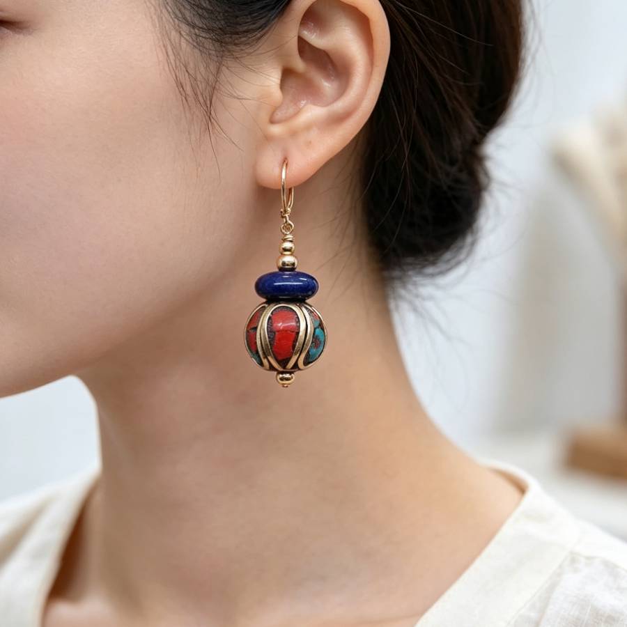 Dangling Handmade Nepal Blue L - Women Accessories Nepal ulasan dan harga