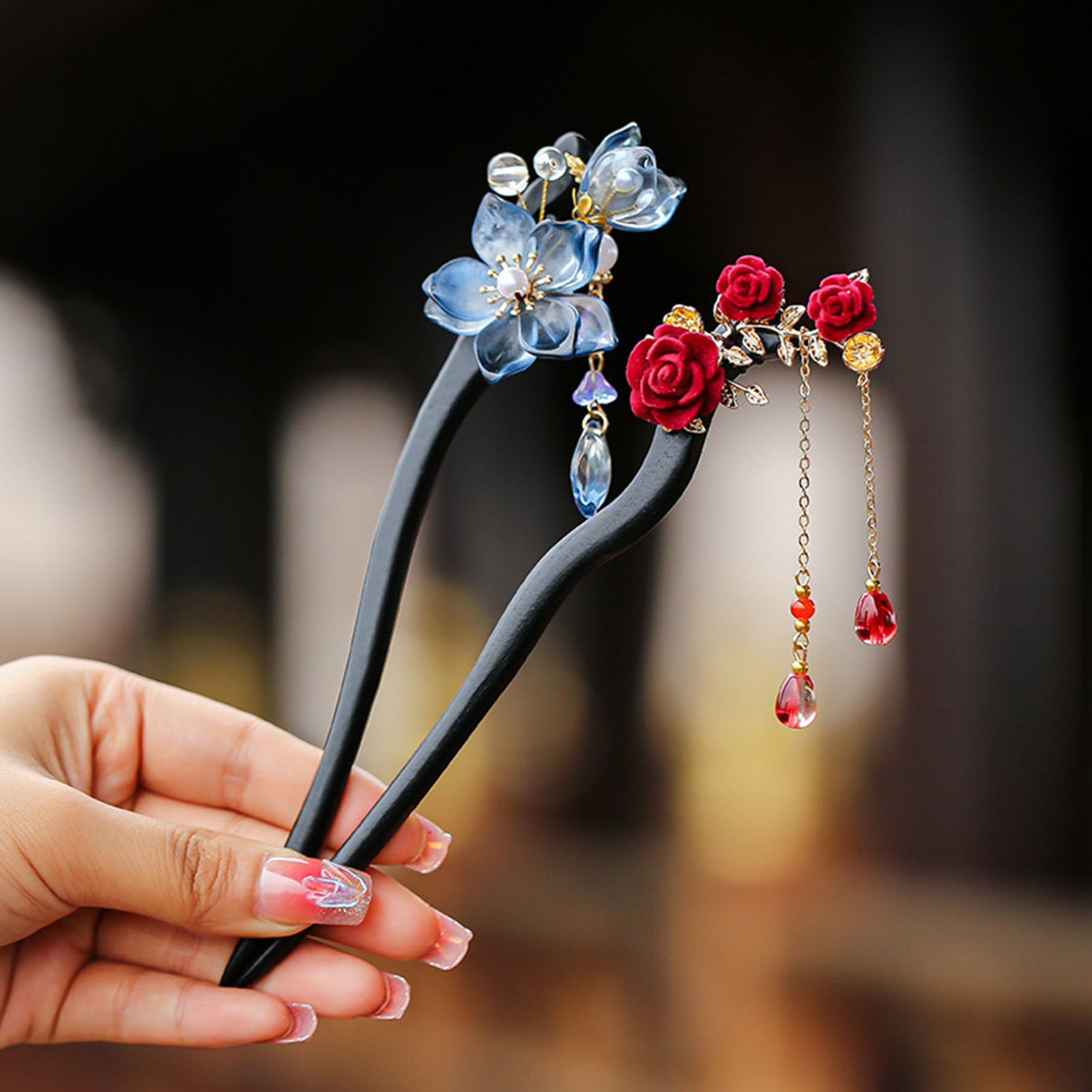 Chinese Style Flower Tassel Ha - Women Accessories Shop ulasan dan harga