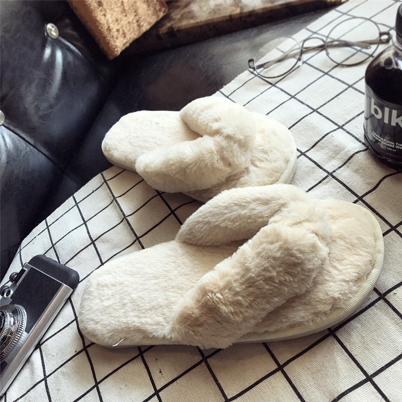 Cross Warm Fluffy Furry Slippe - Women'S Shoes And Accessories ulasan dan harga
