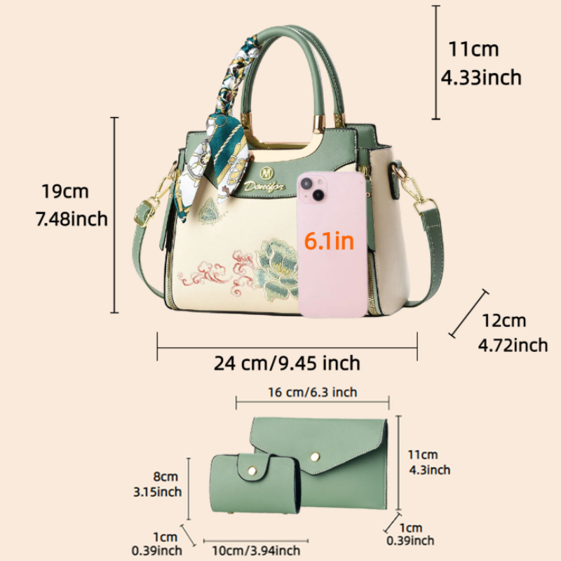 3-piece embroidered handbag se - Women'S Accessories For Suit ulasan dan harga