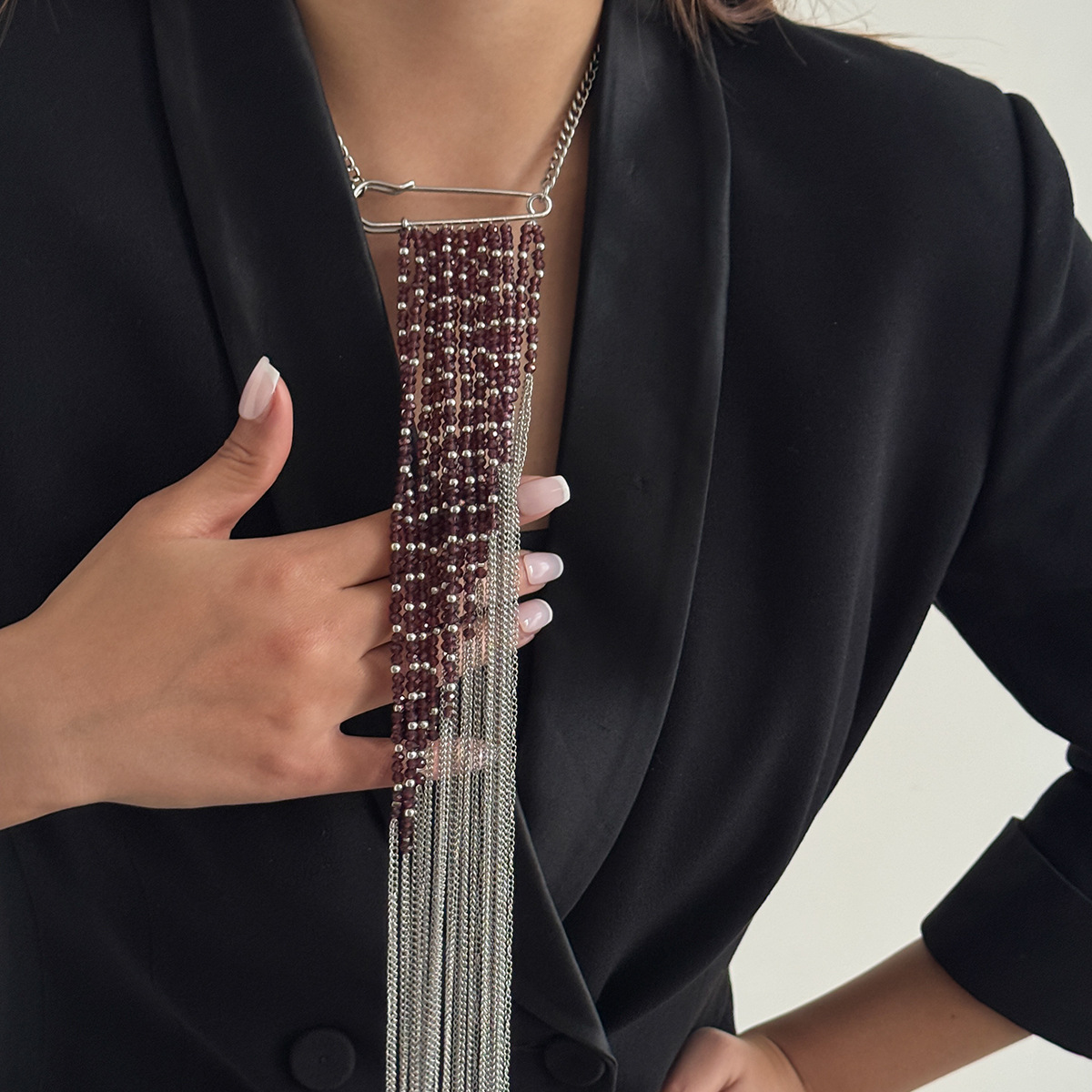 Silver Color Tassel Chain Broo - Women Accessories Products ulasan dan harga