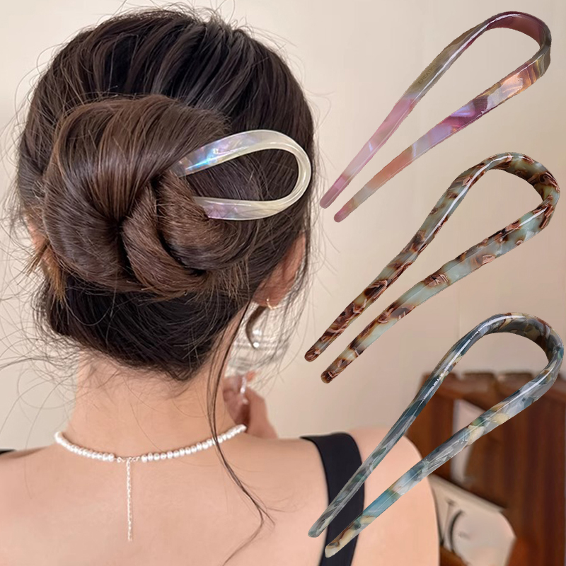 U-Shaped Hair Sticks Acetate A - Hair Fork Stick ulasan dan harga