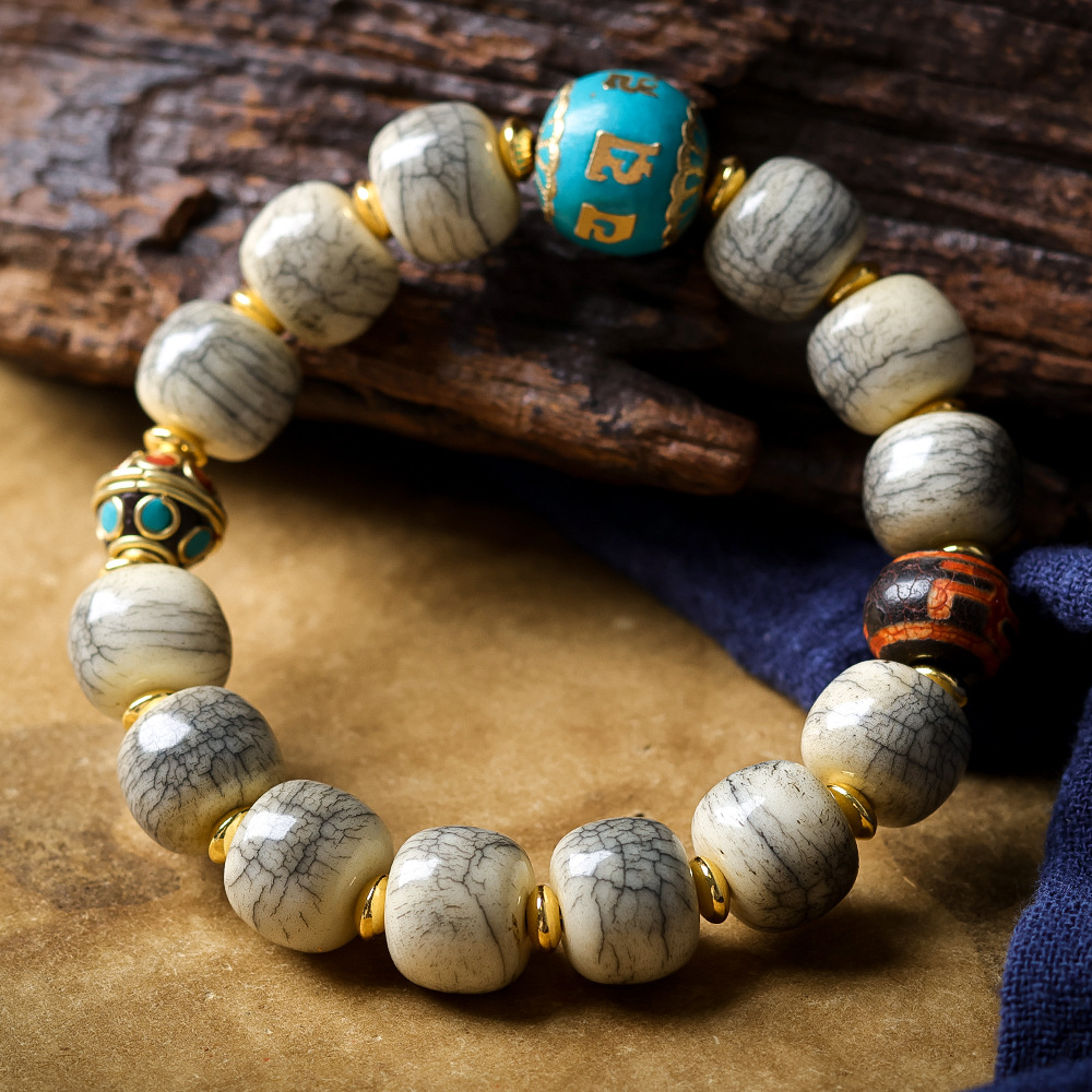 Cracked Yak Bone Barrel Bead B - Women Accessories Nepal ulasan dan harga