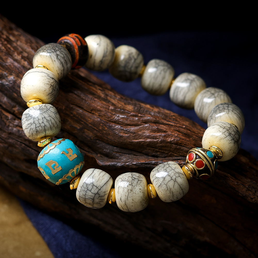 Cracked Yak Bone Barrel Bead B - Women Accessories Nepal ulasan dan harga