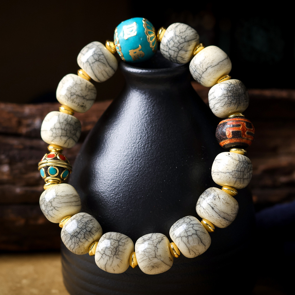 Cracked Yak Bone Barrel Bead B - Women Accessories Nepal ulasan dan harga