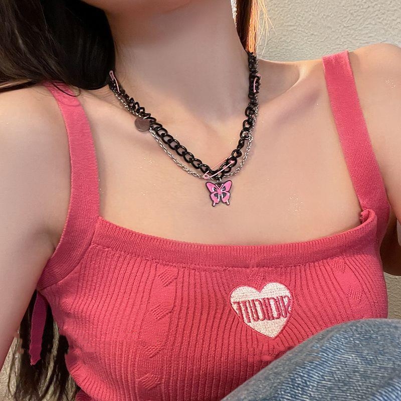 Vintage Y2k Pink Pin Bead Chok - Women'S Emo Accessories ulasan dan harga