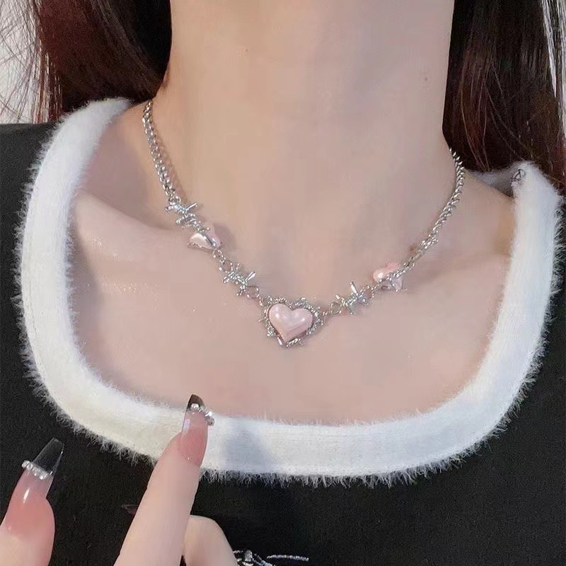 Vintage Y2k Pink Pin Bead Chok - Women'S Emo Accessories ulasan dan harga