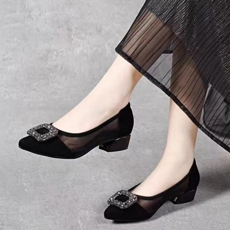 Elegant Pointed Toe Mesh Block - Women'S Shoes And Accessories ulasan dan harga