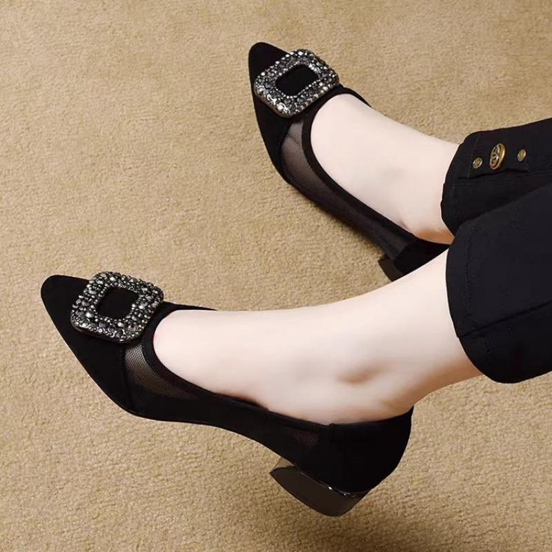 Elegant Pointed Toe Mesh Block - Women'S Shoes And Accessories ulasan dan harga