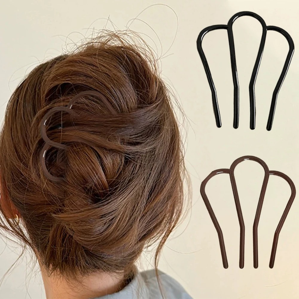 Elegant Soft Acrylic U-Shape H - Hair Fork Stick ulasan dan harga