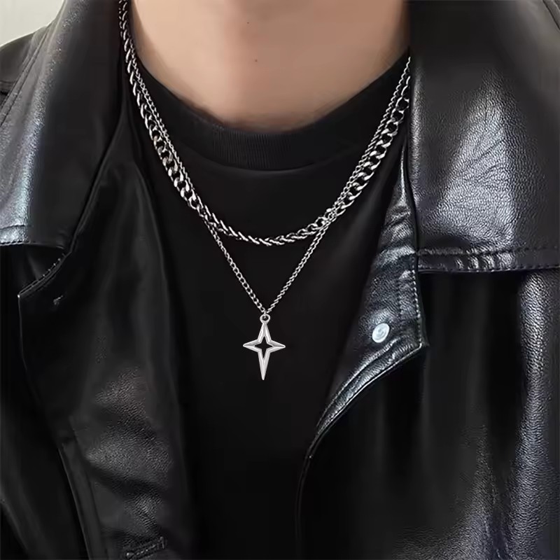 Gothic Black Cross Star Pendan - Women'S Emo Accessories ulasan dan harga